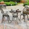Antique Bronze 3-Piece Bistro Set 2 Chairs 1 Table with Ice Bucket Outdoor